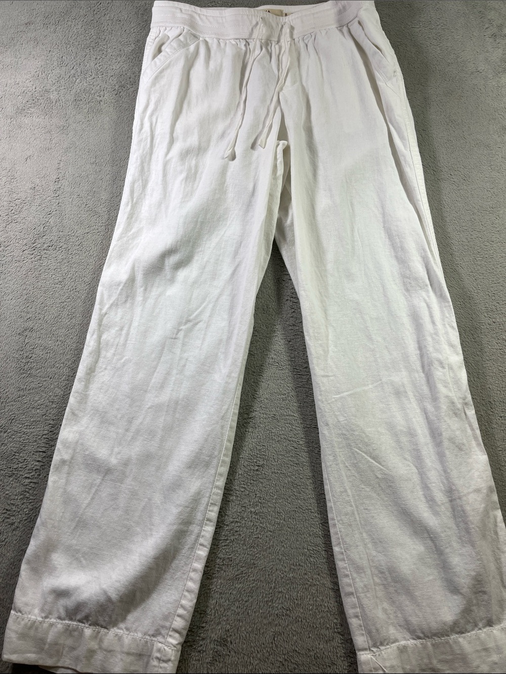 Sonoma White Drawstring Linen-Blend Pants Size 8